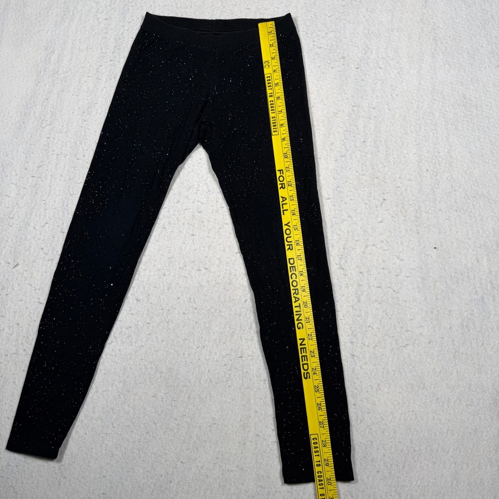 Cat & Jack Girls Black Sparkle Glitter Leggings Size L 10/12 Stretch Pants - Picture 5 of 6